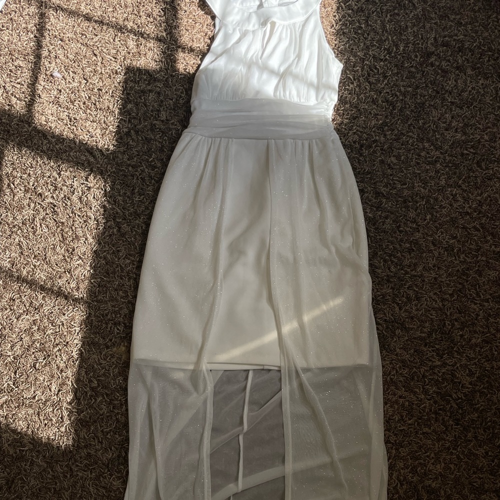 tight dress with thin silver glitter cover up